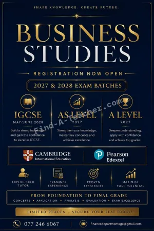 Business and Accounting | IGCSE • AS LEVEL • A2 LEVEL